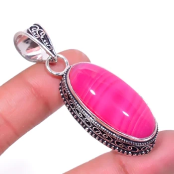 

Botswana Agates Antique Pendant Silver Overlay over Copper , 57 mm, P5485