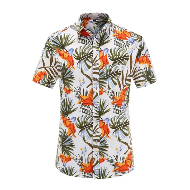 

2019 Summer Fashion Mens Shirt Slim Fit Short Sleeve Floral Shirt Mens Clothing Trend Mens Casual Flower Shirts Size S-3XL