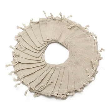 

50Pcs Small Linen Jute Drawstring Gift Bags Pouch For Wedding Party Favor Using