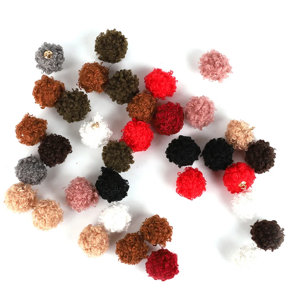 10pcs/lot 20mm Mini Cashmere Pompom Ball Charm Pendant For Bracelet Necklace Jewelry Making DIY Earring Findings | Украшения и
