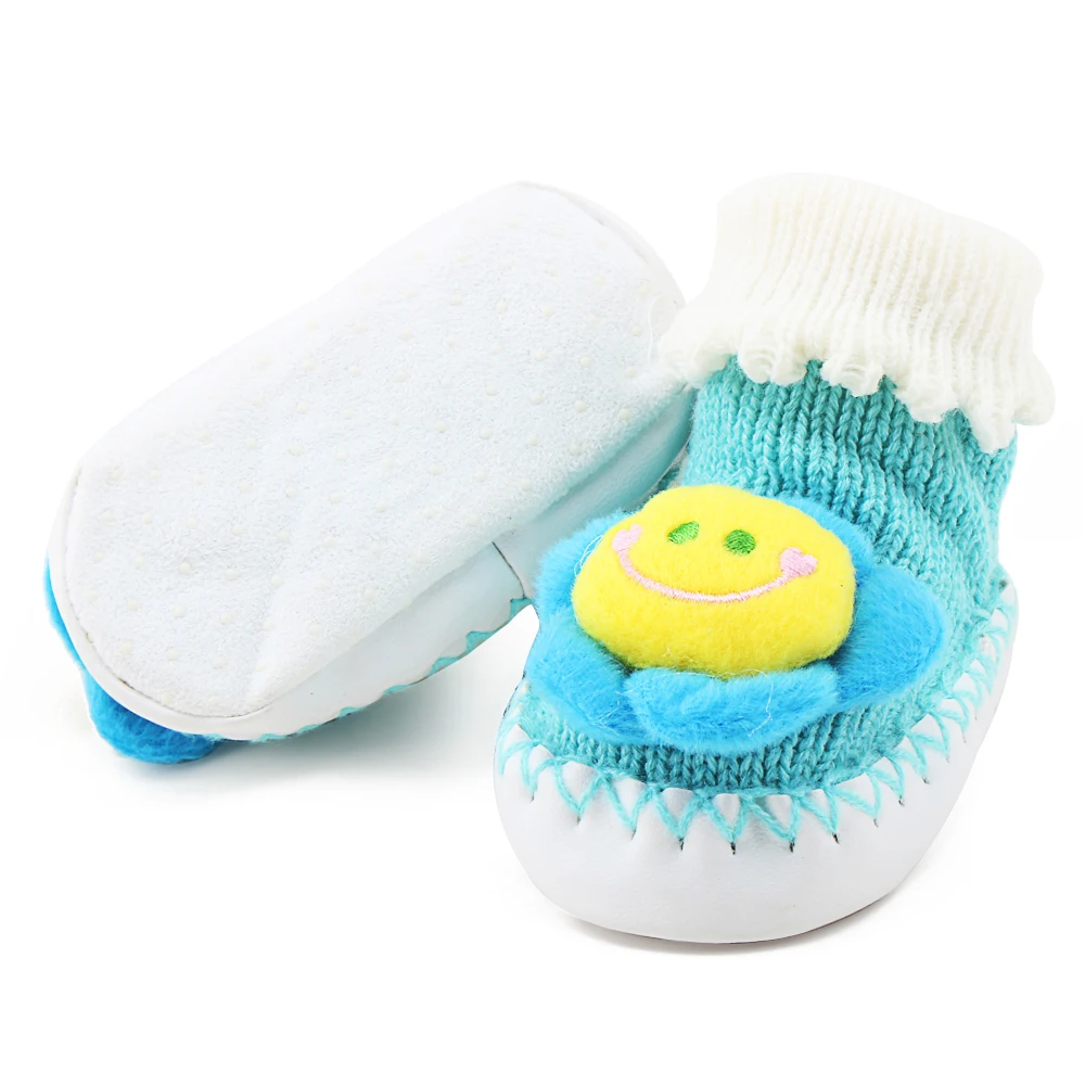 Мультфильм детские носки 3D цветок Вязание детские осенние носки анти-слип для новорожденного для маленьких мальчиков носки для девочек