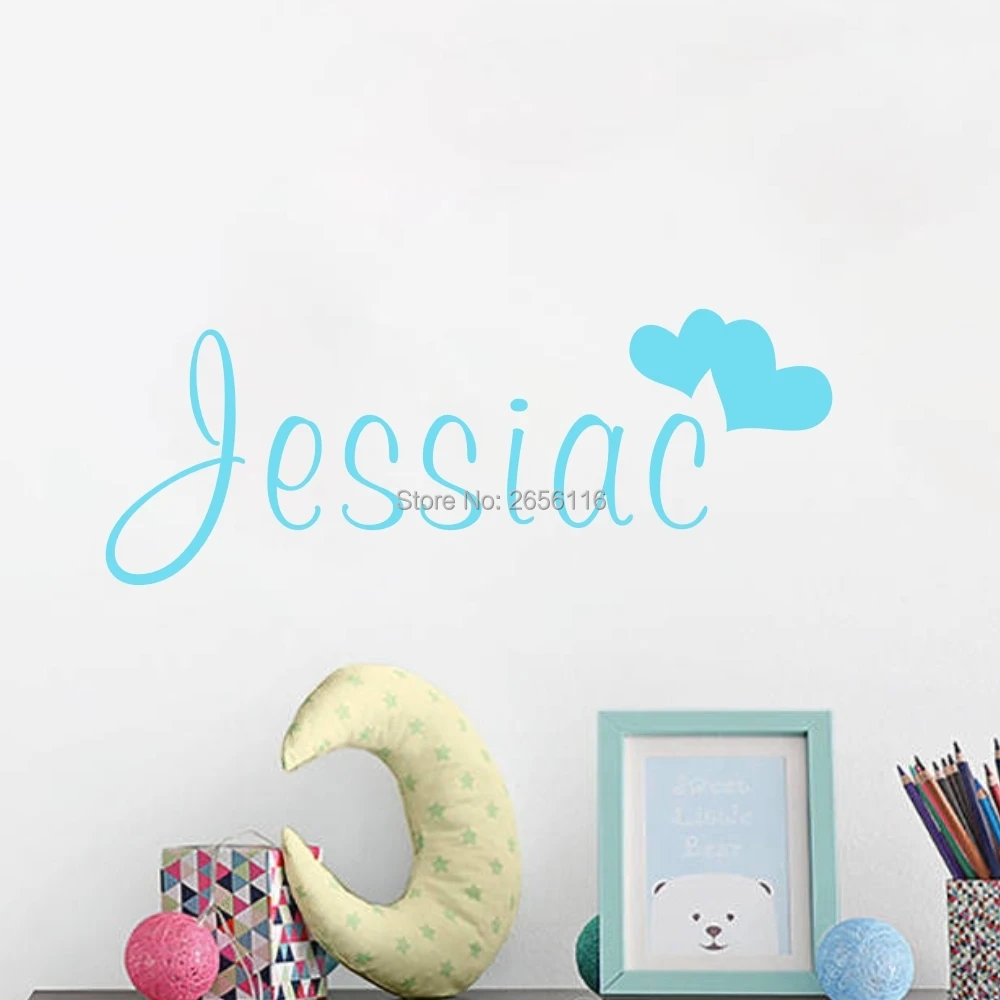 

Personalized Name Loving Hearts Vinyl Wall Mural Decals for Kids Room Decoration
