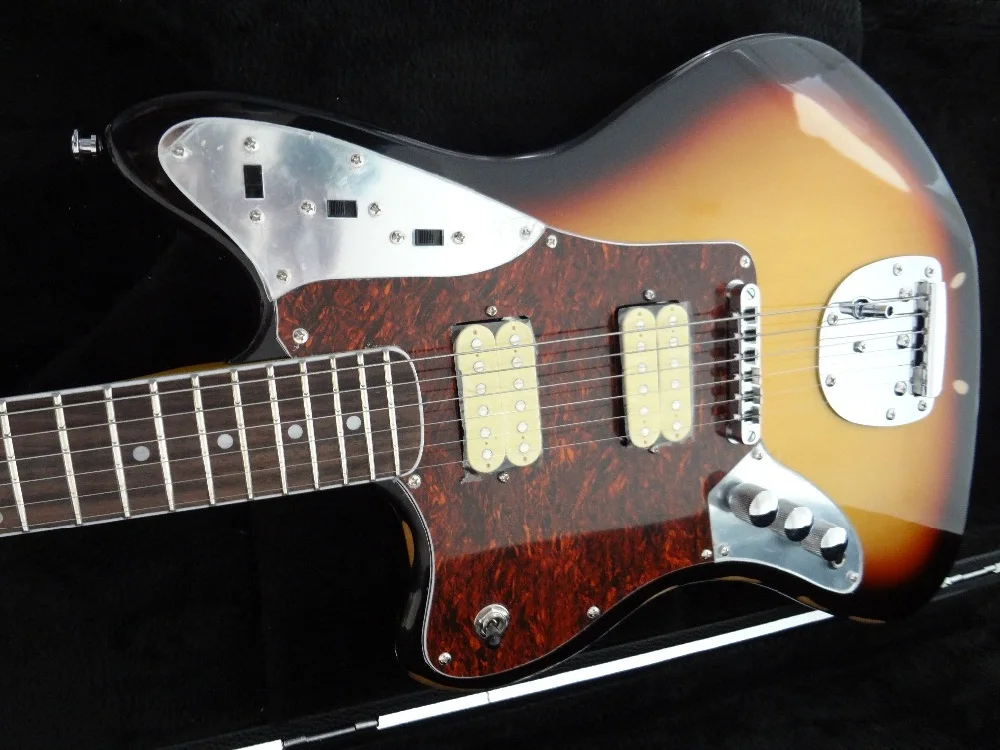 

Jazzmaster deluxe custom guitar left hand 6 string electric guitar Sunburst color with red pickguard high quality