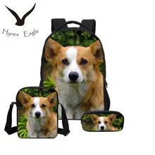 Hynes Eagle New Hot Welsh Corgi Pembroke Bookpacks 3D PU Print School Bagpacks Dogs Children Bookbags Kids Fresh Study Backpacks Hynes Eagle New Hot Welsh Corgi Pembroke Bookpacks 3D PU Print School Bagpacks Dogs Children Bookbags Kids Fresh Study Backpacks
