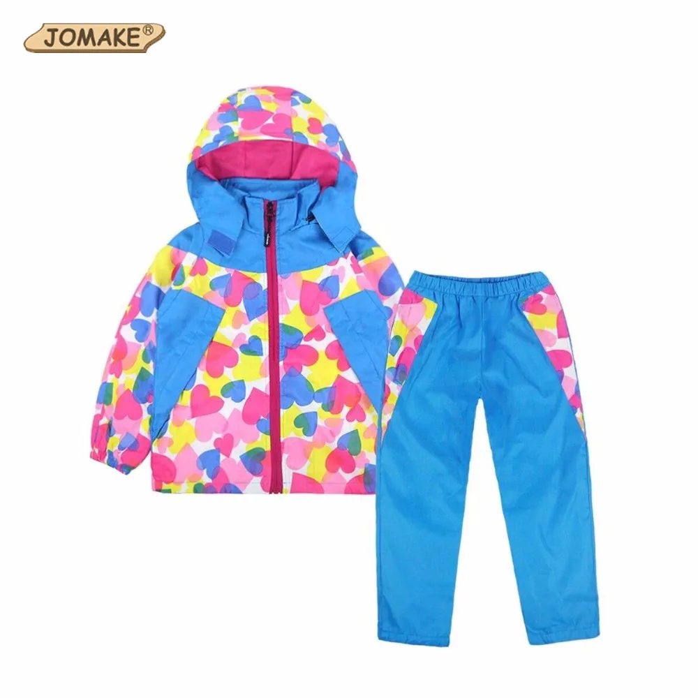 JOMAKE/комплекты одежды для детей осенний комплект детской одежды, куртка с принтом «любовь»+ штаны, 2 предмета, спортивный лыжный костюм для мальчиков и девочек