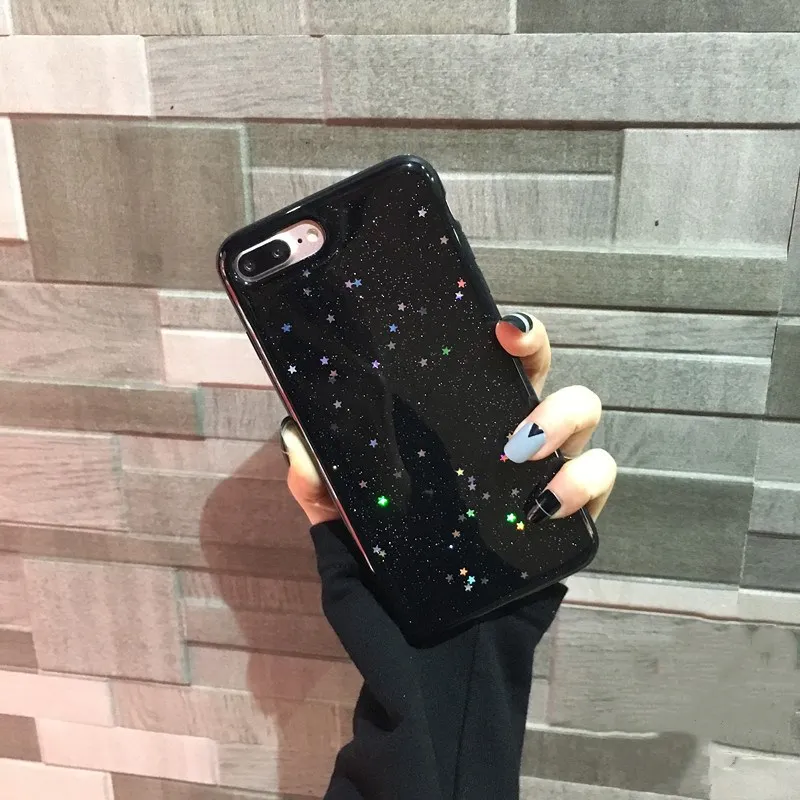 

For iPhone X 8 7 6 6S Plus 5 5S SE Shinning Glitter Star Bling Love Heart Soft TPU Back Cover Earphone Accessories