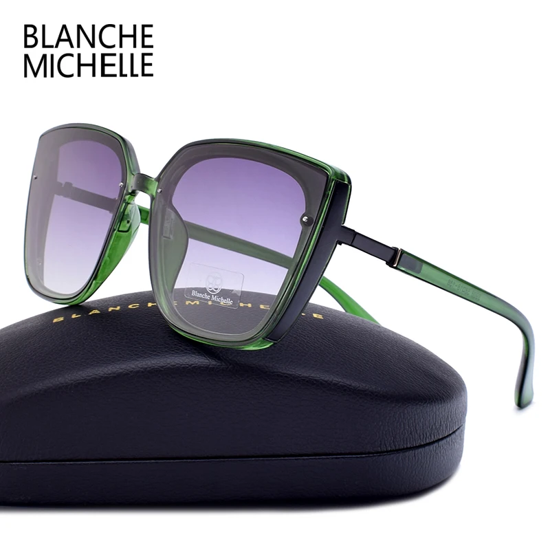 

Blanche Michelle 2018 High Quality Cat Eye Polarized Sunglasses Women UV400 Sunglass Oversized Mirror Sun Glasses Brand With Box