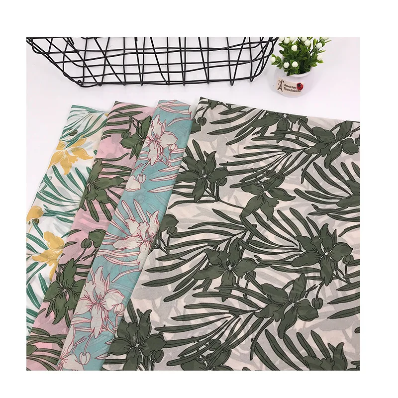 

Plant Print Chiffon Fabric Full Polyester Plain Weave Textile Fabric Women Cloth Chiffon Dress Shirt Fabric Per Meter Material