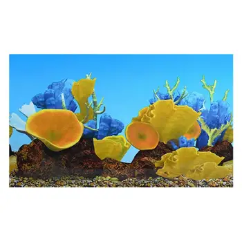 

9096 19.3" x 48" Double Sided Fish Tank Background Colorful Fish / Golden Mushroom Aquarium Decoration Picture Poster