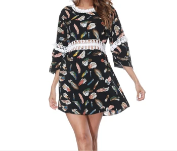 

Sexy Women Beach Cover Up 2018 Summer Ladies Short Mini Dress Mesh Hallow Out Party Tassel Tops Beachwear Bikini Cover Up
