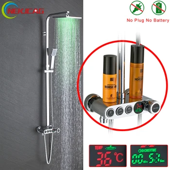 

New Arrive Digital Display Bathroom Shower Faucet Set Chrome Finish LED Shower Faucet