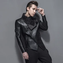 Мужская осенняя и зимняя утолщенная Вельветовая тонкая кожаная мужская одежда, мужская одежда, топ, нестандартные мотоциклетные кожаные M-2XL