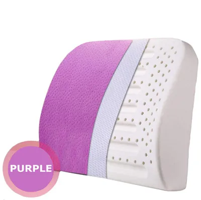 Натуральная латексная подушка на спинку стула память отскок поясная подушка офисный автомобиль ортопедический шейный позвоночник позвонка подушка - Цвет: Purple