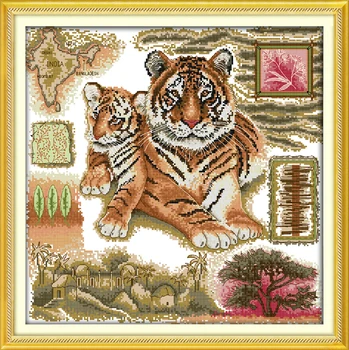 

Joy sunday animal style African Tiger cross stitch kits embroidery patterns needlecraft for house decoration