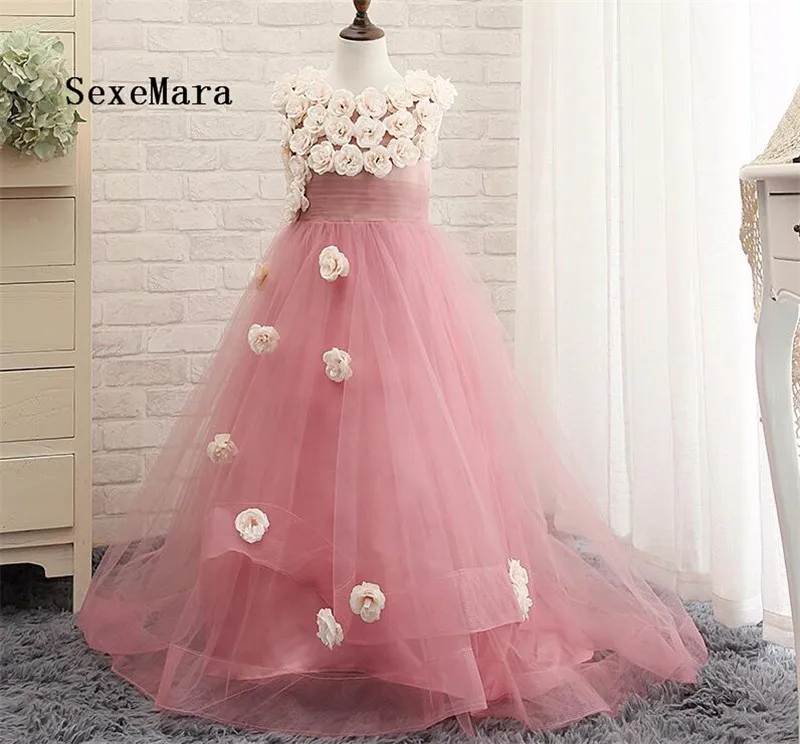 

Real Picture Pink Pageant Dresses for Little Girls Kids Evening Gowns Dresses for girls Flower Girl Dress for Wedding