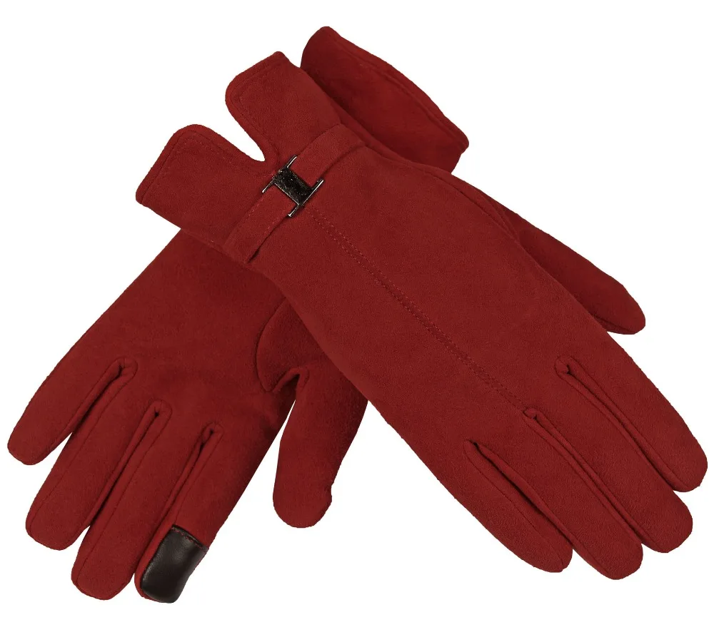 New high-end luxury winter female deerskin gloves outdoor cycling driving finger touch screen gloves friends party warm gloves