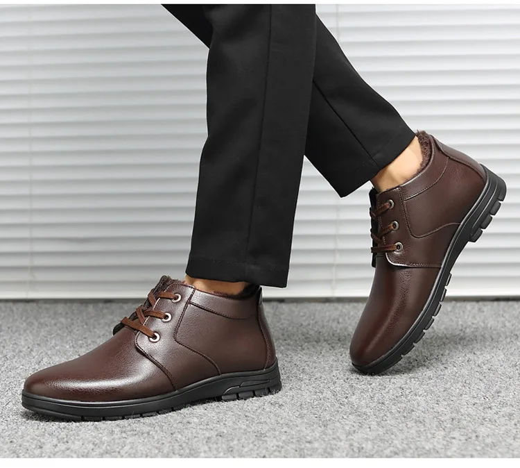 Мужские зимние ботинки с теплым мехом в стиле ретро; Повседневная обувь из натуральной кожи; мягкая воловья кожа; Мужская обувь в деловом стиле; Botas; 789