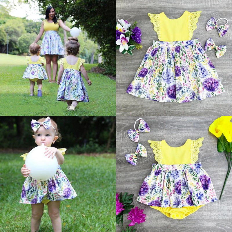Одежда для новорожденных девочек и сестер; семейный костюм для новорожденных с цветочным принтом; комбинезон для девочек; детское платье для девочек; летние костюмы