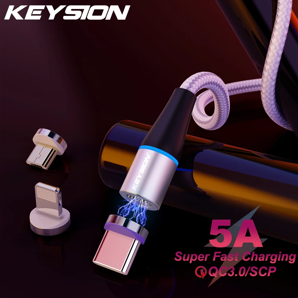 

KEYSION 5A Magnetic Cable For iPhone Type C Magnet Charger Data Charging Charge Micro USB C Cable For Huawei Mobile Phone Cable