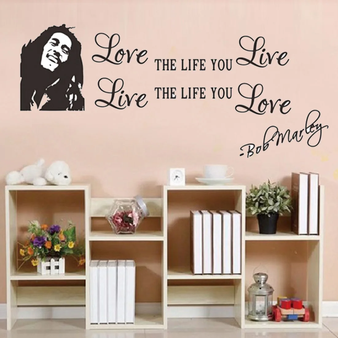 

2019New DIY Black English Words Wall Sticker Love The Life You Live Bob Vinyl