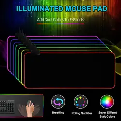 RGB цветное светодиодное освещение коврик для мыши Коврик для ПК ноутбук игровой QF66