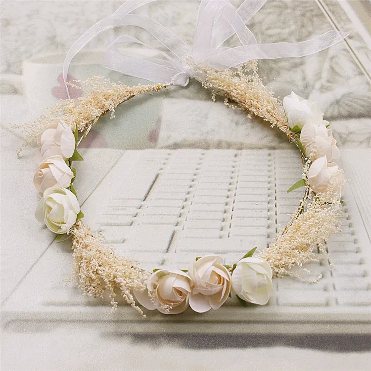 

Korean bride headdress wreath sweet wedding head jewelry hair hoop crown flower hair accessories beach wedding dresses jewelry