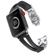 Черный кожаный ремешок для часов Bemorcabo, Ремешки для наручных часов для Apple Watch 3, 2, 1, серия 42 мм, 38 мм, Сменные аксессуары для iwatch