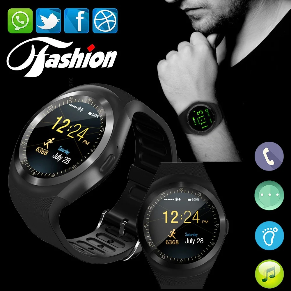 

2018 Smartch Y1 Smart Watch Support Nano SIM Card and TF Card Smartwatch PK U8 Wearable Smart Electronics Stock For iOS Android