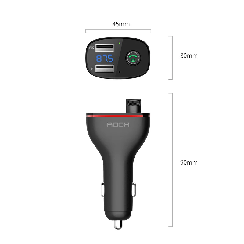 صخرة المزدوج USB سيارة شاحن B300 بلوتوث 4.2 FM الارسال الرقمية 3.4A ذكي توزيع الحالي سريع السريع شحن