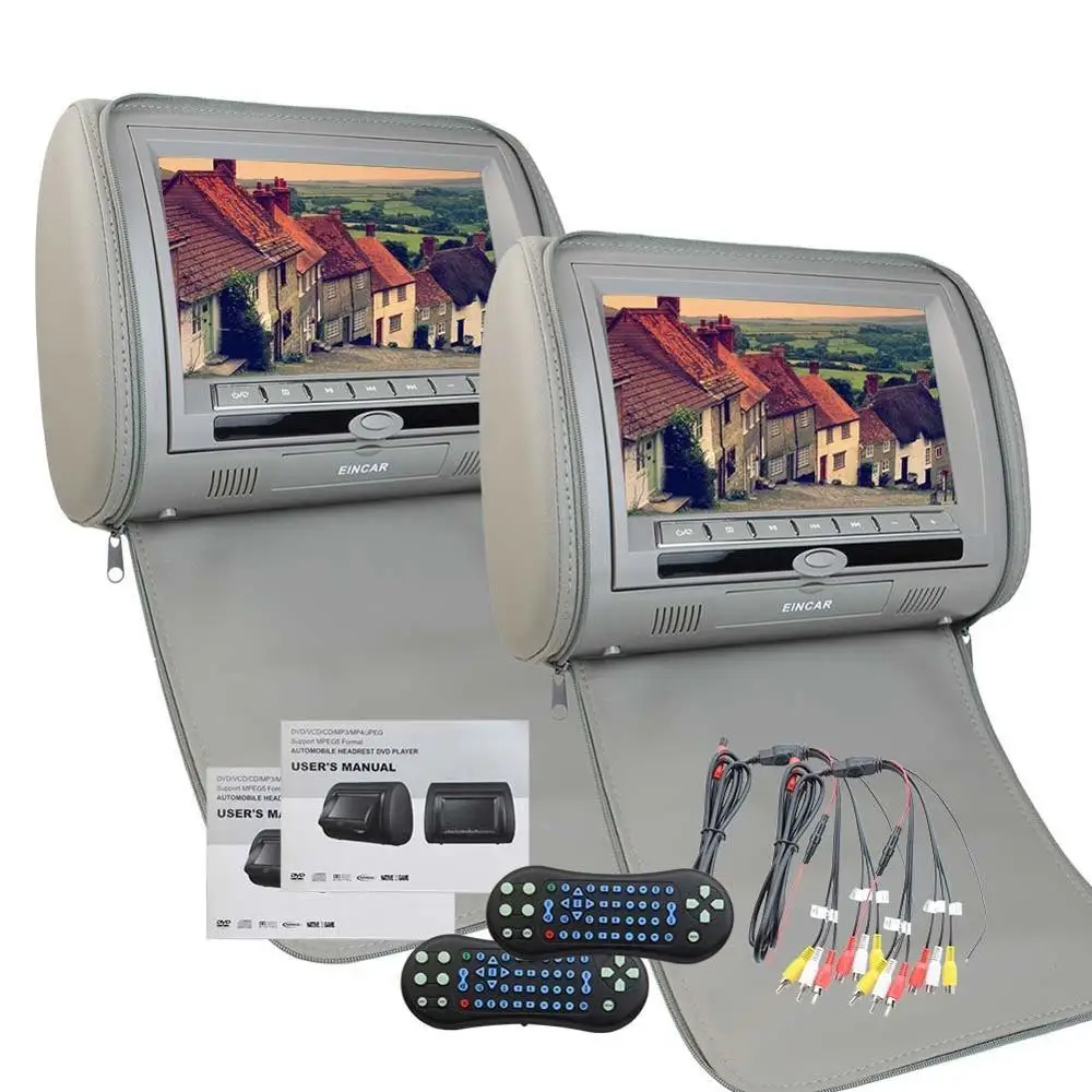

2 pcs Car DVD player Headrest 9 " Pillow Monitor Dual Free DVD player Monitors Built-in Speaker RCA video/audio in/output IR/FM