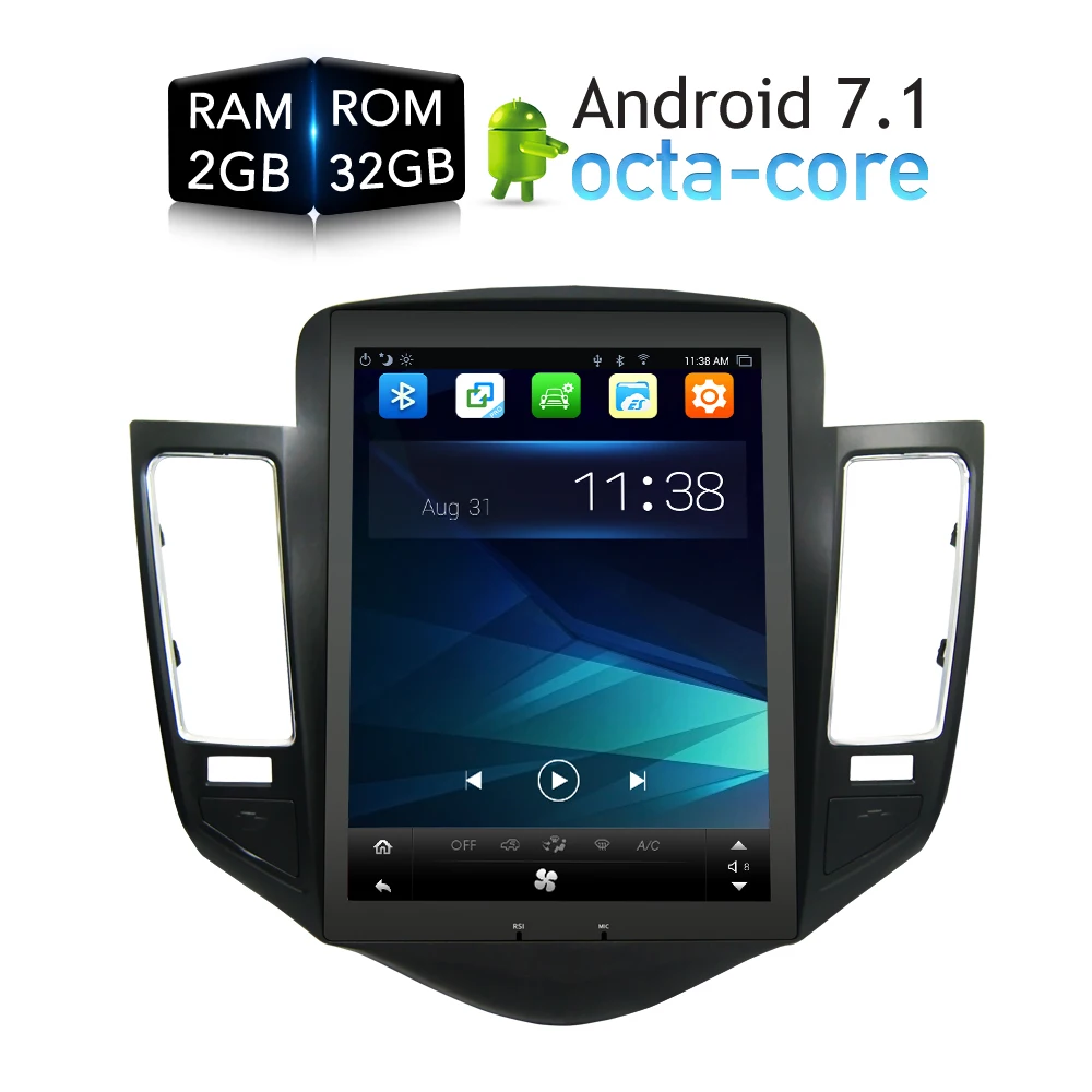 Android 7,1 8 CORE Car Stereo DVD Player GPS navegación Multimedia para Chevrolet Cruze 2012-2009 Headunit Radio Audio Flash 32G
