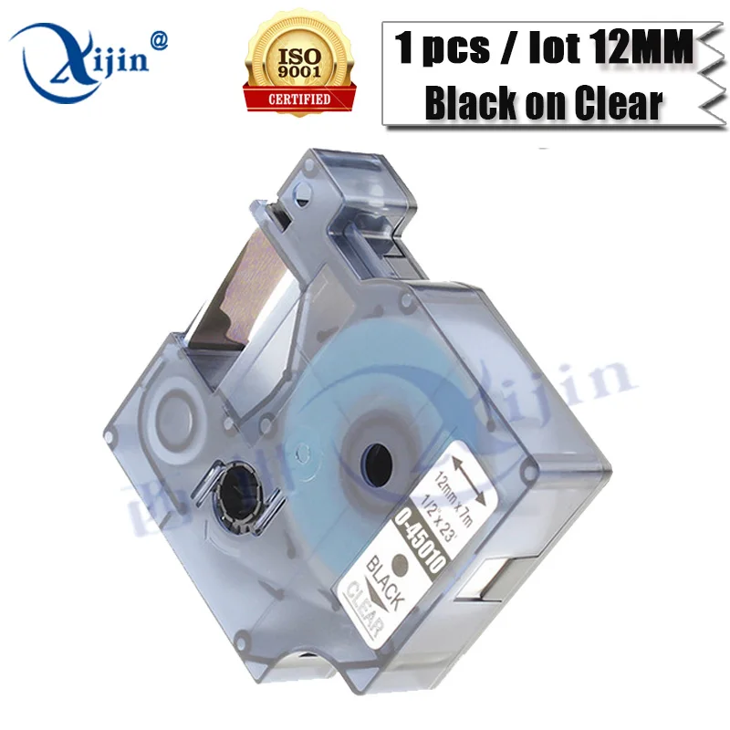 1 pcs Compatible for Dymo 45010 D1 12MM Tape Cartridge Label For DYMO Printer Black on Clear | Компьютеры и офис