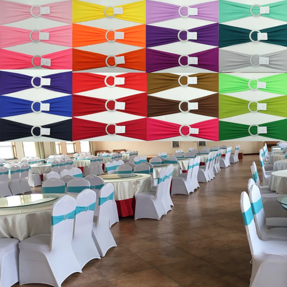 10pcs Multi Colors Spandex Lycra Wedding Chair Bands With Movable
