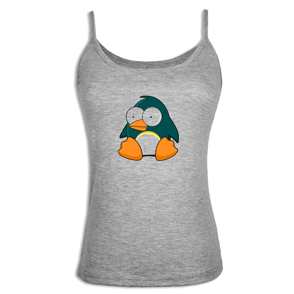 Cute Penguin Camisole Gray White Casual Cami Tank Top For Lady Girl Femme Cotton Vacation Beach Singlet Cool Summer Women Tops