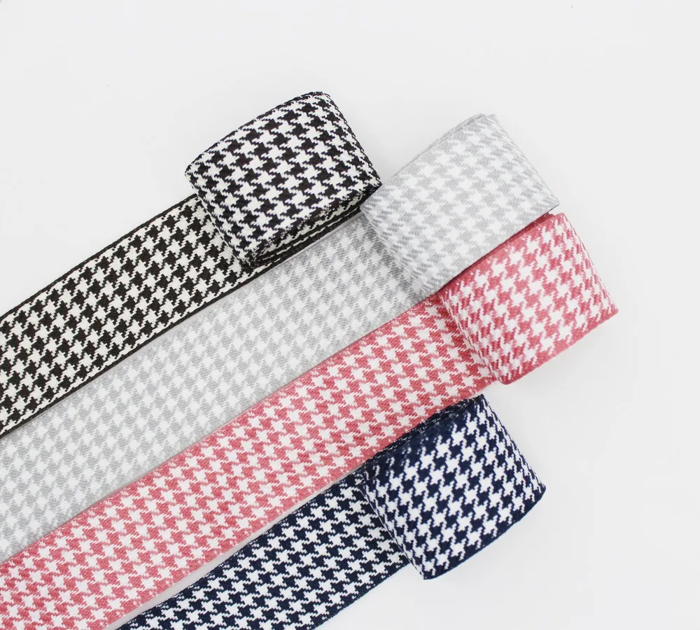 

Houndstooth Ribbon Buffalo Plaid Diagonal Wave Fabric Wedding By The Roll Checkered Wrap Tapes 3/8" 9mm 1 Inch 25mm 1.5 Inch