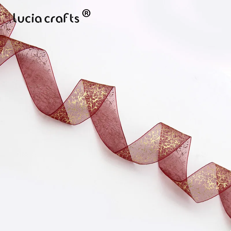 Lucia crafts 25 мм Печатная органза ленты для свадьбы Подарочная упаковка декор материал DIY шитье и бант для волос аксессуары P0102