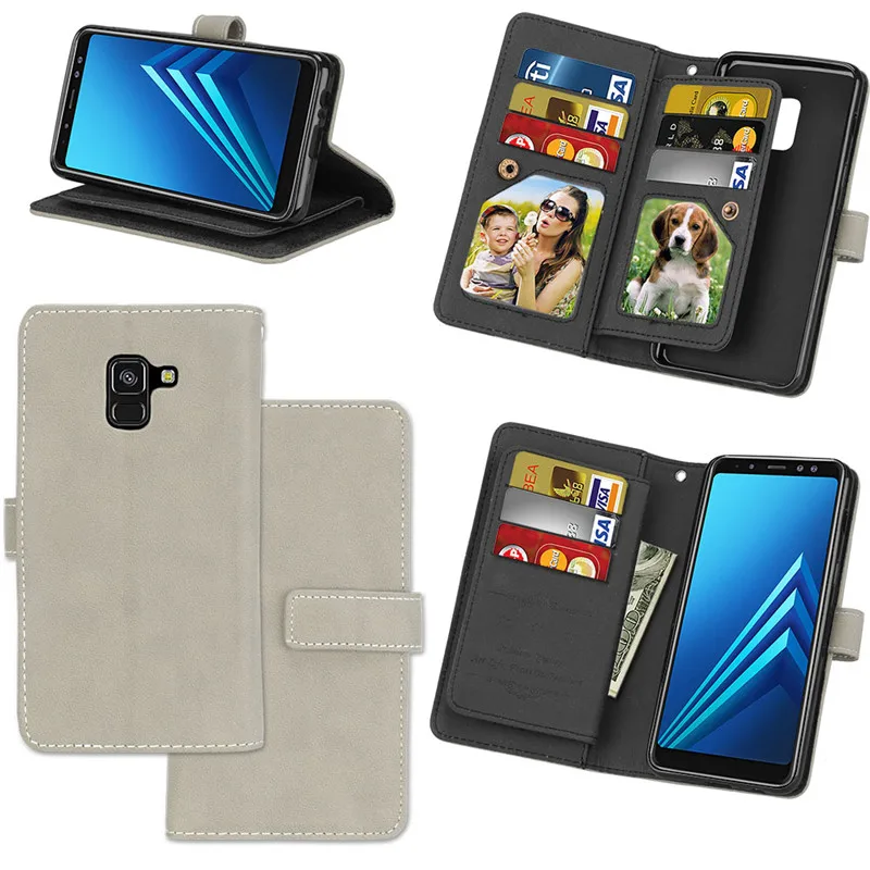 For Samsung Galaxy J3 J5 J7 2016 A3 A5 A7 2017 A8 2018 Case cover Luxury leather Multifunction Nine cards Wallet Flip Case cover23