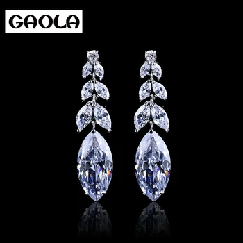 

Wholesale New Fashion Wedding Jewelry AAA+ Top Quality Dewdrop Cubic Zircon Dangle Earring GLE0290