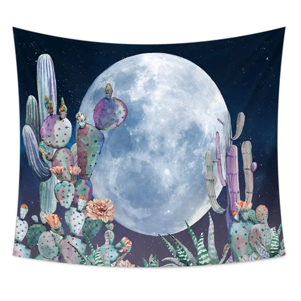 Кактус Луна настенный гобелен природа Искусство Пейзаж Хиппи Мандала гобелен настенная ткань подвесной акварель кактус спальня настенный ковер - Цвет: X1-2