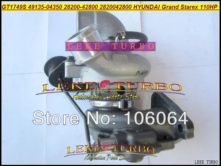 

Wholesale GT1749S 49135-04350 28200-42800 28200 42800 49135 04350 Turbo Turbine Turbocharger For Hyundai Grand Starex 110HP 1.5L