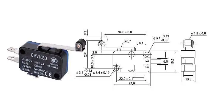 Высокое качество CNTD CMV103D микро-переключатель/концевой переключатель Ui 380V Ith10A