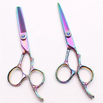 

5.5" 16cm Purple Dragon 440C Colorful Cutting Scissors Thinning Shears Plum Handle Professional Hair Scissors Styling Tool C9002