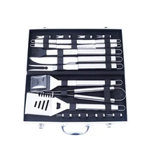18 Pieces/Set High Quality BBQ Set Tools Oudoor Stainless-Steel Barbecue Set with Storage Case Fork Tongs