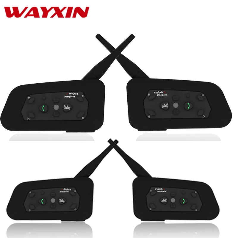 

Wayxin Bluetooth Intercom For Motorcycle R6 4Pcs Helmet Headsets Bluetooth Intercom For Motorcycle 1200 M Comunicador Moto