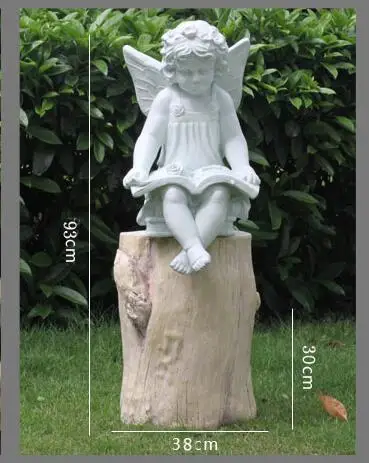 Скульптура садовая мебель Ангел чтение кампус и ремесла творческие украшения Статуя ангелов во дворе на открытом воздухе во дворе - Цвет: Read angel and stub