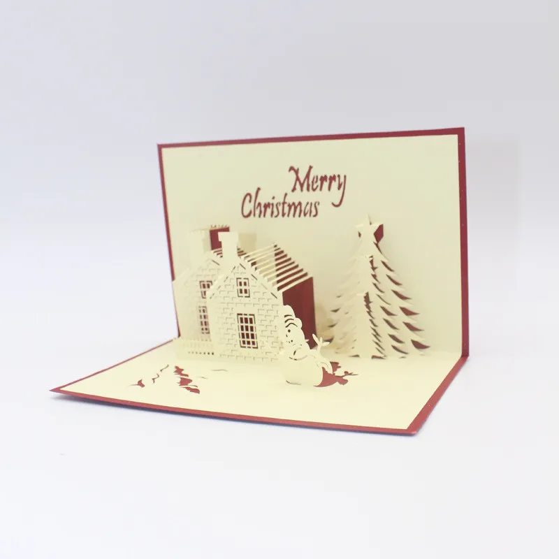 3d Fai Da Te Biglietto Di Auguri Di Natale Rosso Castello 3d