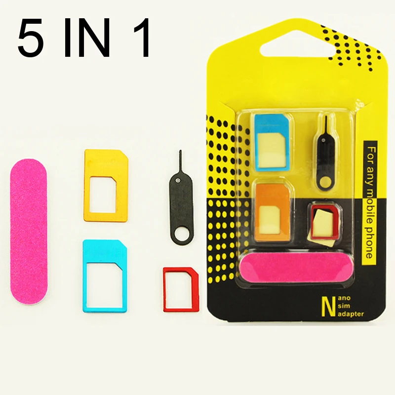 

Overfly Sim Card Adapters Standard SIM & Tools Regular & Micro Sim Card 5 in 1 Card For iPhone 4 4S 5 5c 5s 6 6s 7 8 X