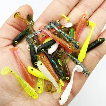 

Hot selling! fishing lure soft 12Pcs/Lot 3.4cm/0.4g Soft Baits 3D eyes with smell salt Fishing Lures soft bag