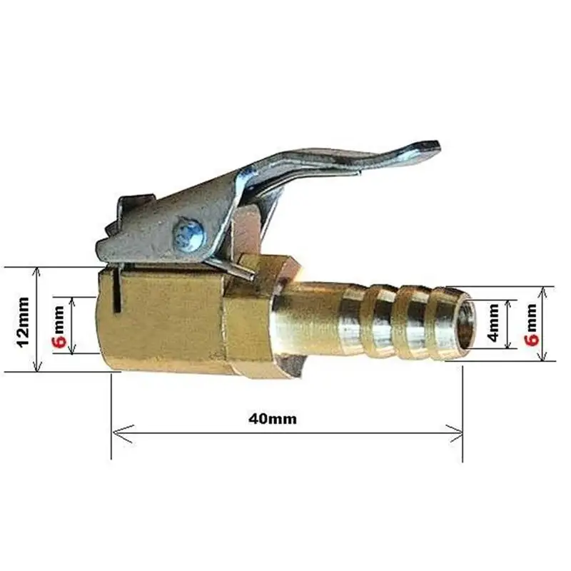 Автомобильный шиномонтажный клапан с зажимом, латунный воздушный насос, зажим для автомобильных шин, колеса, шины, части для 6 мм или 8 мм, диаметр шланга