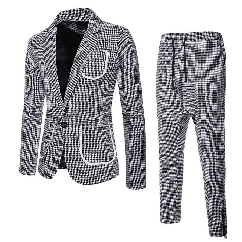 Men’s Suit Slim 2-Piece Suit Blazer Business Wedding Party Jacket Coat & Pants Offices Classic Suit Formal Jacket Man L15# (1)